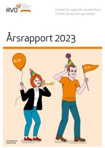 Forside av årsrapport som viser dame og mann med ballong med påskrift 10 år